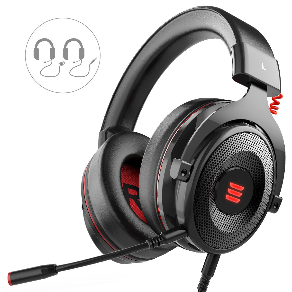 EKSA E900 Pro for Xbox PC Wired Gaming Headset Virtual 7.1 Surround Sound USB 3.5mm LED Headphones with Mic Volume Control EKSA E900 Pro for Xbox PC Wired Gaming Headset Virtual 7.1 Surround Sound USB 3.5mm LED Headphones with Mic Volume Control